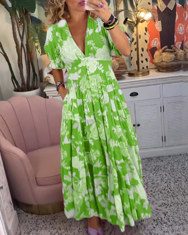Katerina™ – Behagelig Blomstret Kjole med Lommer
