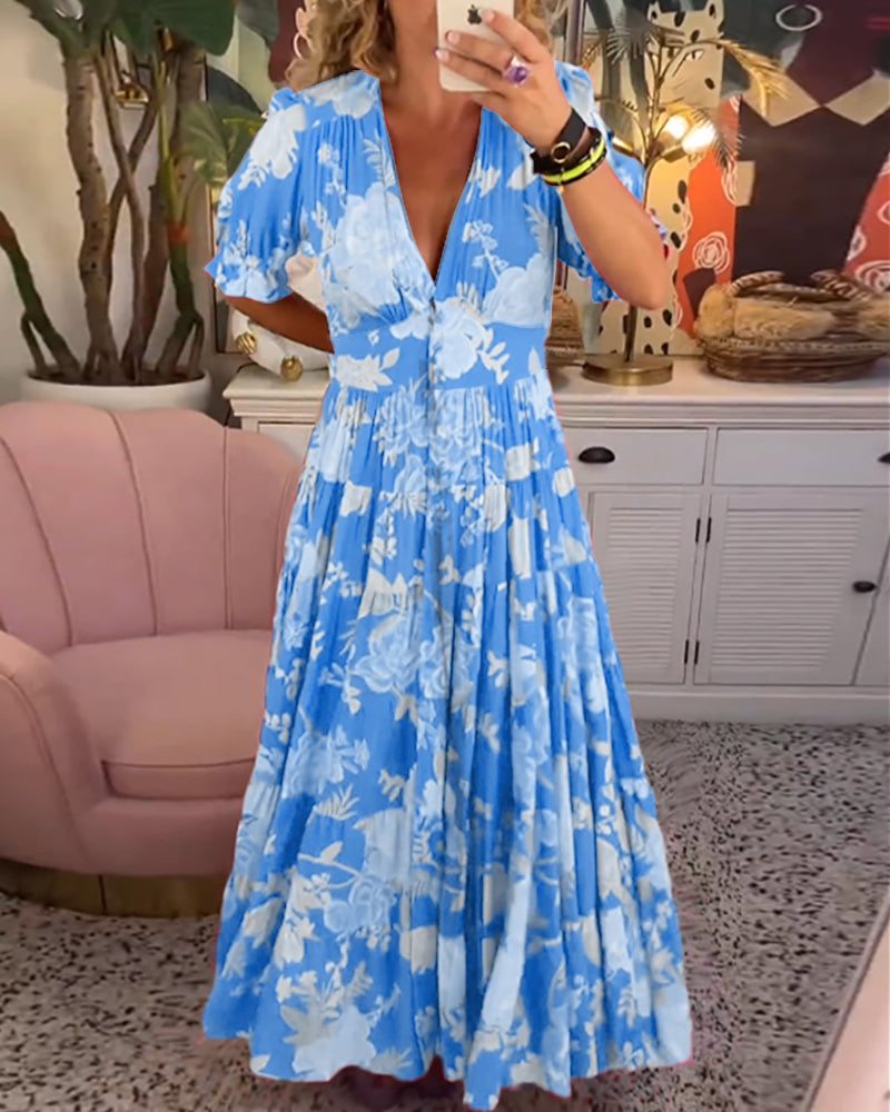Katerina™ – Behagelig Blomstret Kjole med Lommer