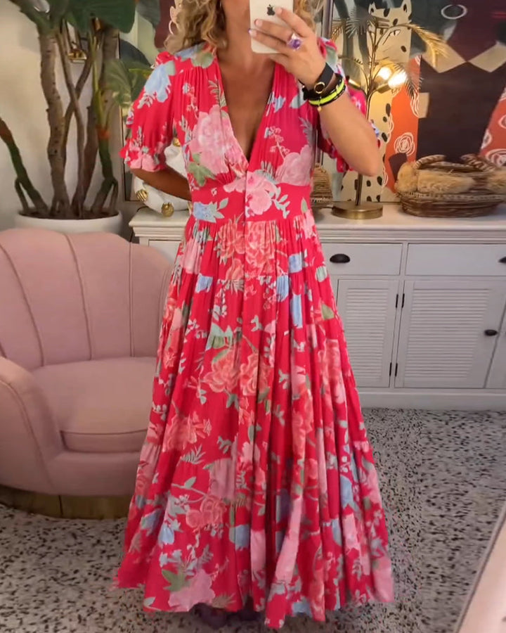 Katerina™ – Behagelig Blomstret Kjole med Lommer