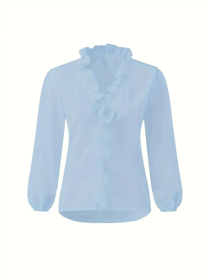 Siv™ | V-ringad Blus med Volangdetaljer
