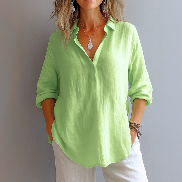 Ondine™ – Elegant hørskjorte med V-udskæring