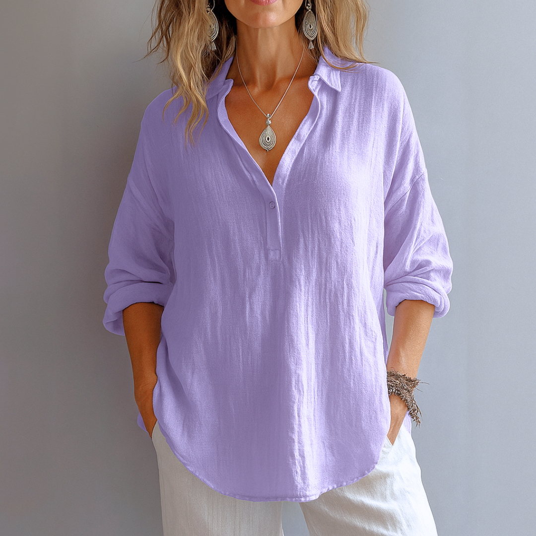 Ondine™ – Elegant hørskjorte med V-udskæring