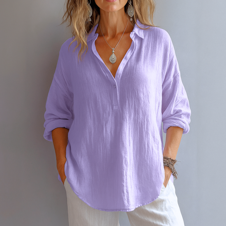 Ondine™ – Elegant hørskjorte med V-udskæring