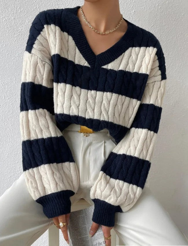 Mara - Violet Kabelstrik Sweater