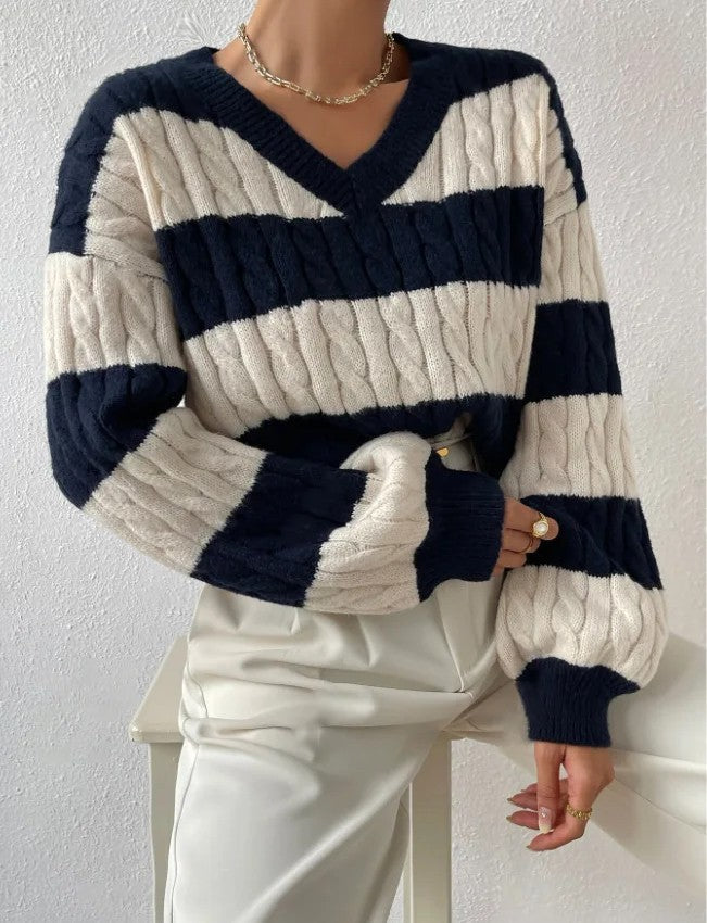 Mara - Violet Kabelstrik Sweater