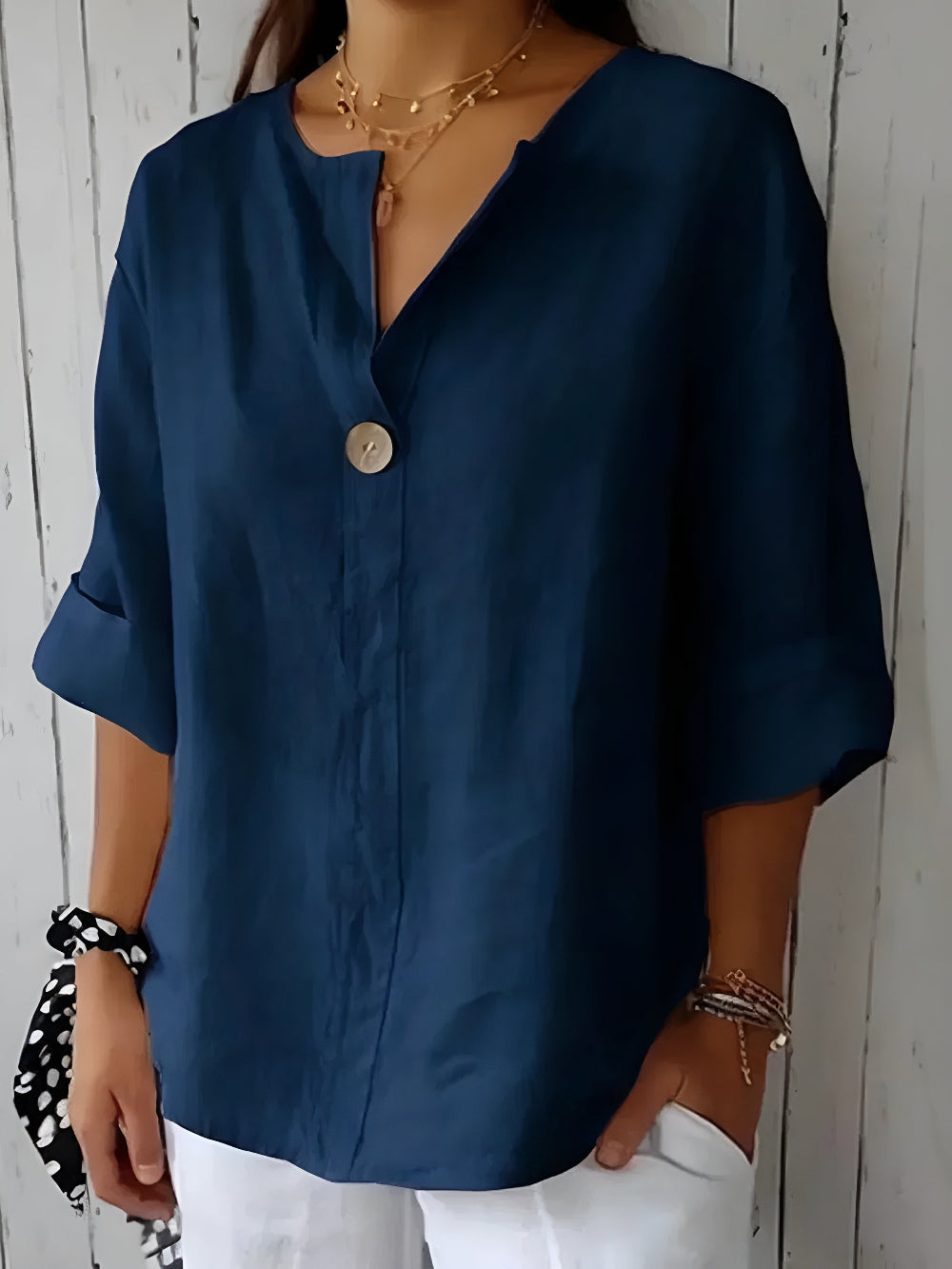 Helene™ | Avslappnad Blus med V-ringning