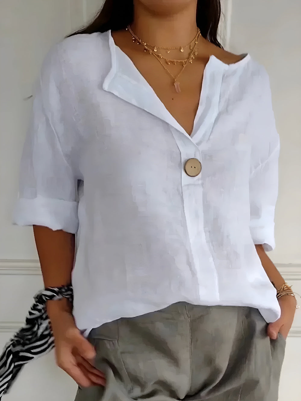 Helene™ | Avslappnad Blus med V-ringning