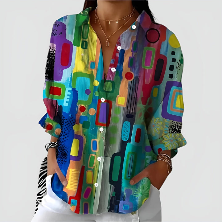 Eleni™ – Behagelig Bluse med Geometrisk Mønster