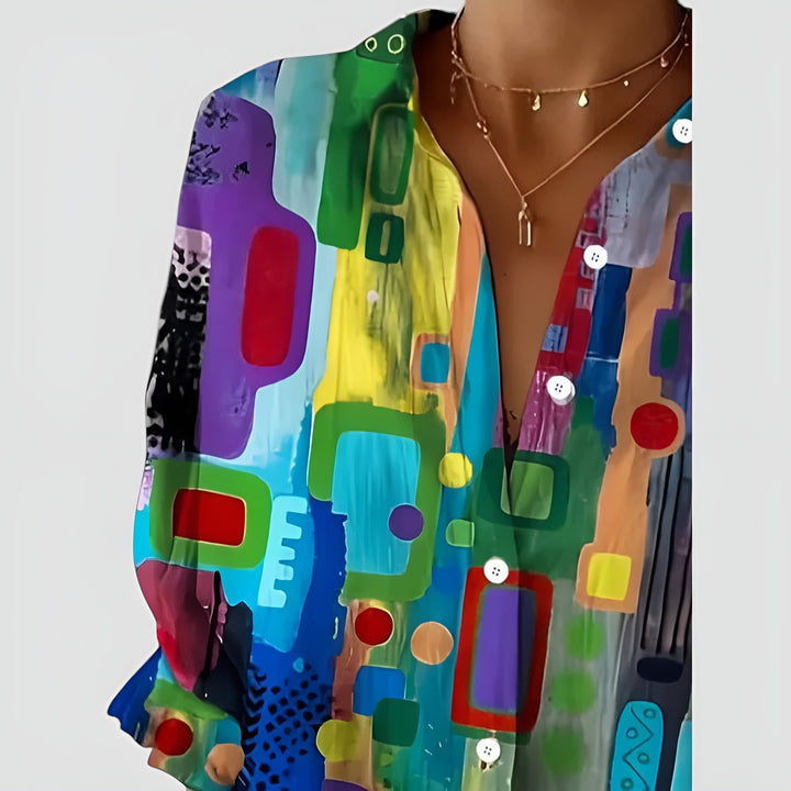 Eleni™ – Behagelig Bluse med Geometrisk Mønster